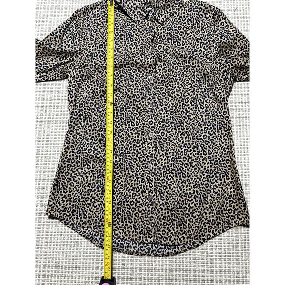J.Crew Womens S Black & Tan Cheetah Print Professional Tapered Button Down Shirt - Picture 11 of 12